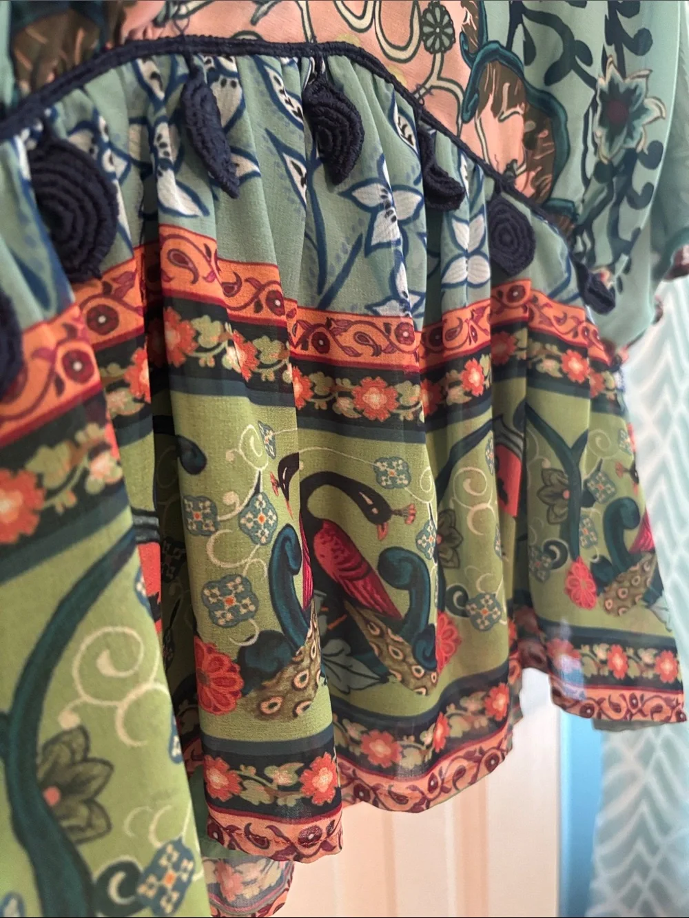 FARM Rio Mint Green Multicolor Floral V-Neck Tunic